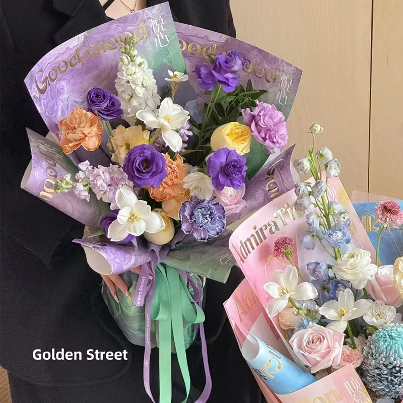 情人节热浪漫川春日油画晕染艺术纸鲜花束包装材料手工diy包花纸