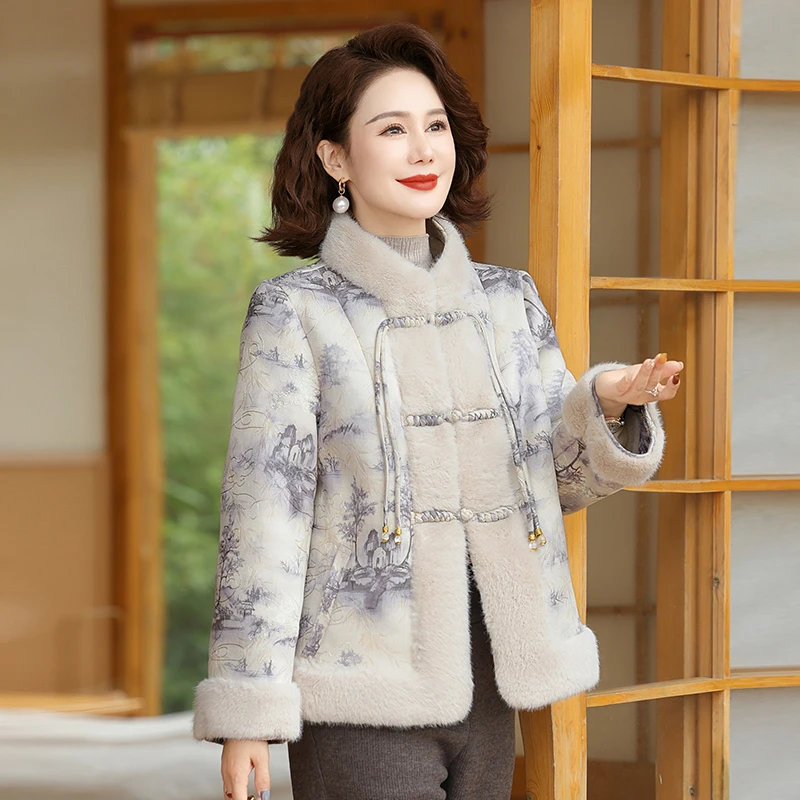 2025新款中年妈妈棉衣短款妈妈装小个子洋气棉服外套中老年女装