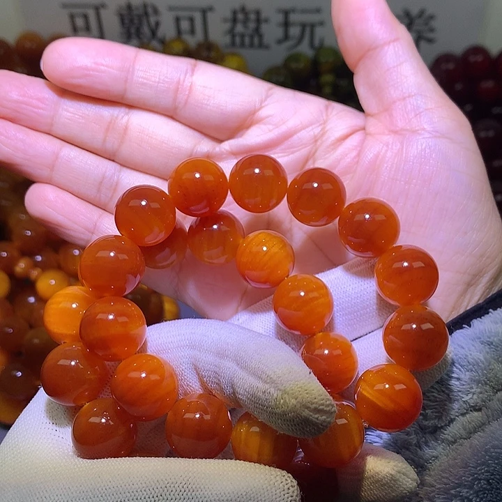 松木（琥珀木）手串/手链1.6*18 颗素圈包浆高货