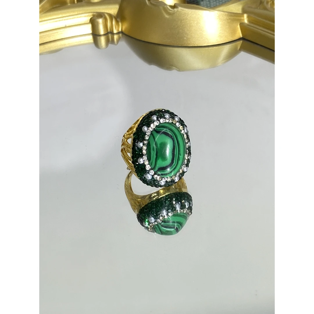 铜合金合成锆石戒指 TTSD 绿色时尚潮流百搭款戒指 232