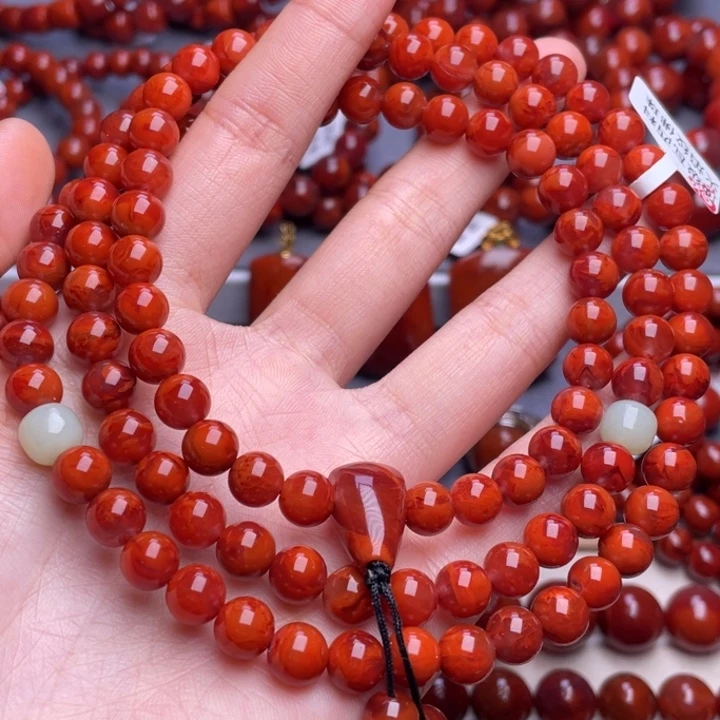 南红玛瑙未镶嵌其他7➕精品瓦西妖孽火焰纹佛珠