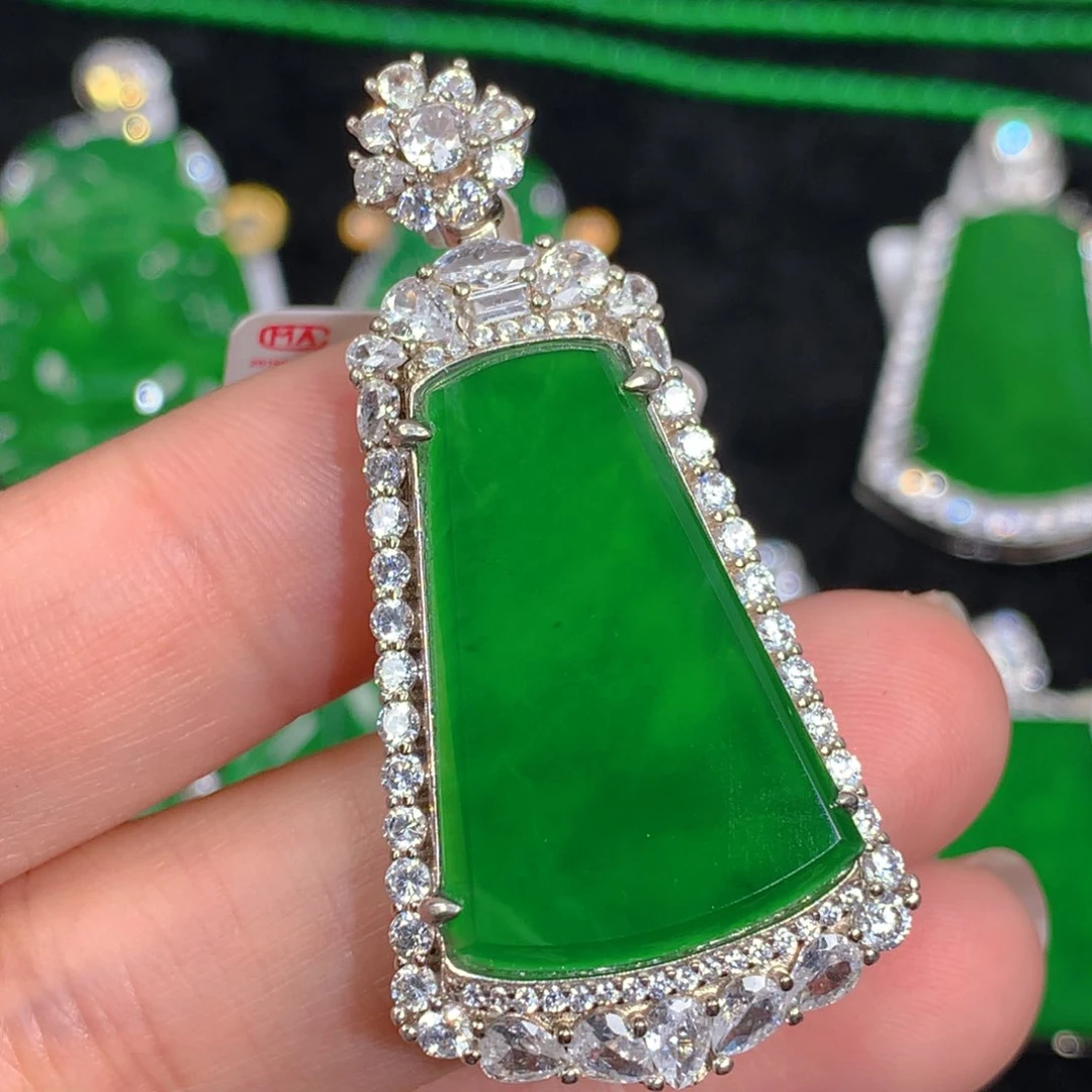 翡翠吊坠(不含链)银S925镶嵌