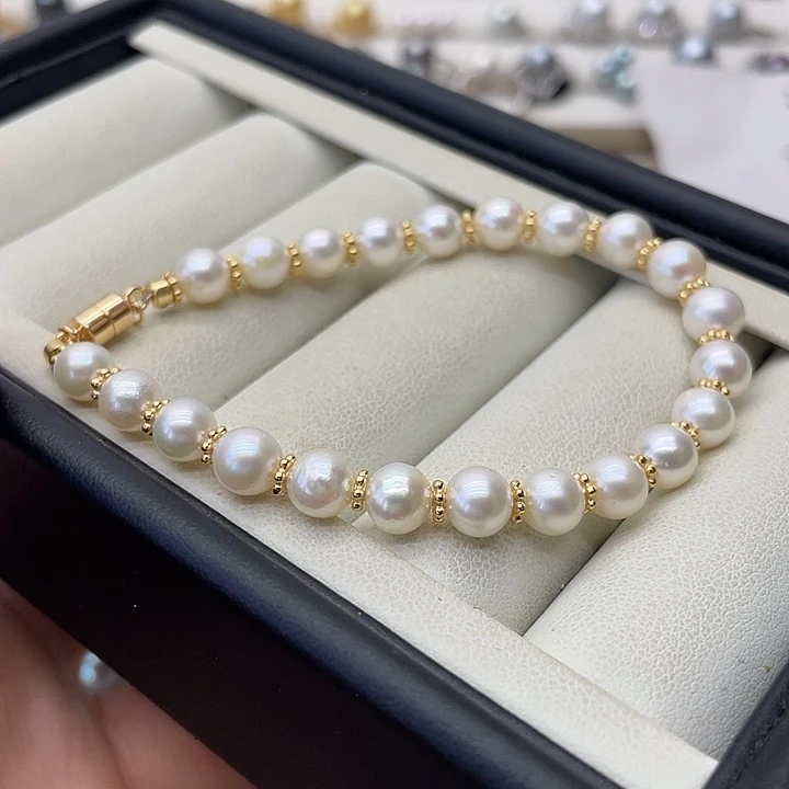 海水珍珠银S925镶嵌手链