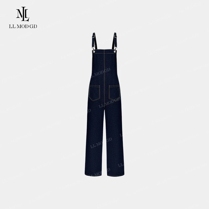 流年 春夏简约时尚百搭阔腿背带裤直筒宽松显瘦阔腿裤女YL-260644