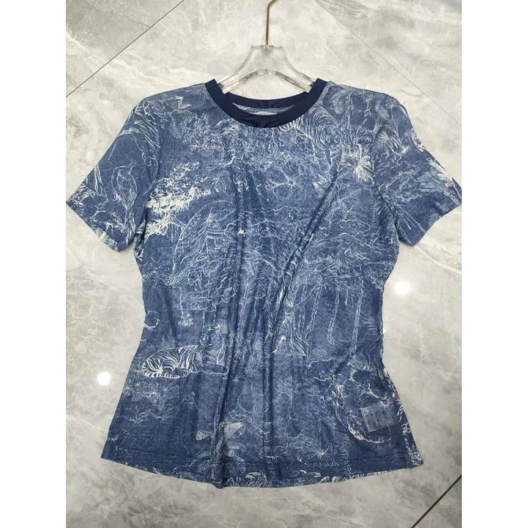 【晨浠定制】新款时尚百搭丛林印花上衣9313