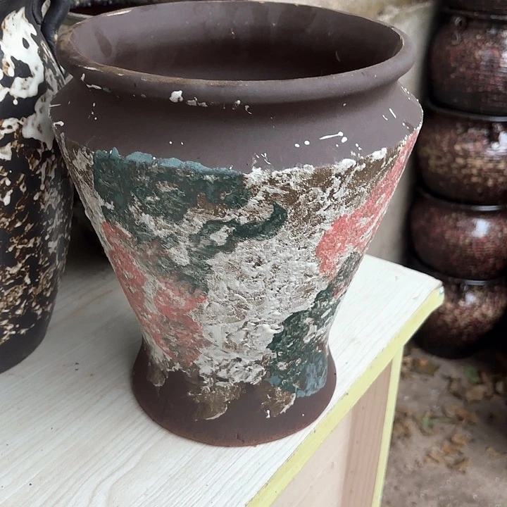 紫砂茶碗油画口径20高度26