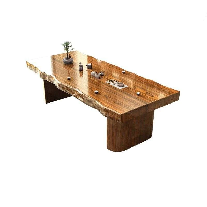 新疆西藏包邮实木原木整板大板茶桌椅套装组合一桌五椅新中式茶几