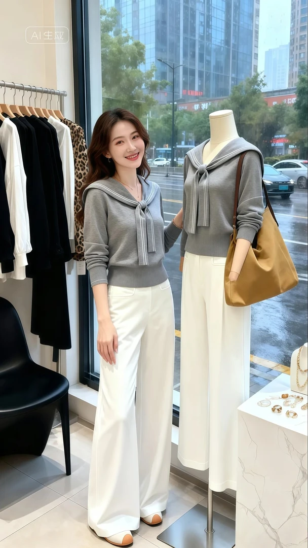 秋季穿搭一整套女2025新款设计感洋气针织衫搭配气质休闲裤两件套