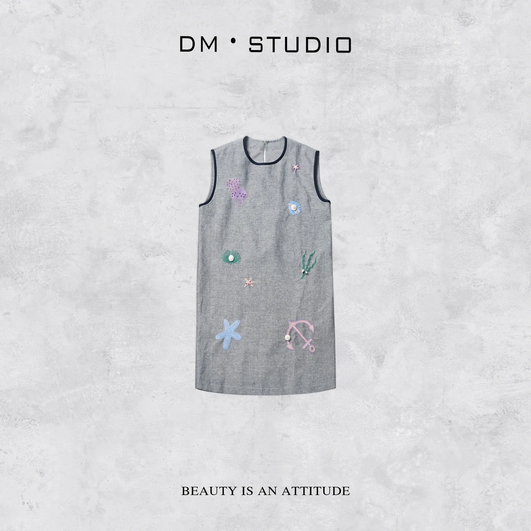 DEDM•STUDIO/100%亚麻静奢小众设计款无袖连衣裙2503LYQ/25222