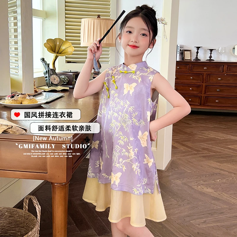 53773女童连衣裙夏季国风改良旗袍背心裙2025新款儿童古风裙子