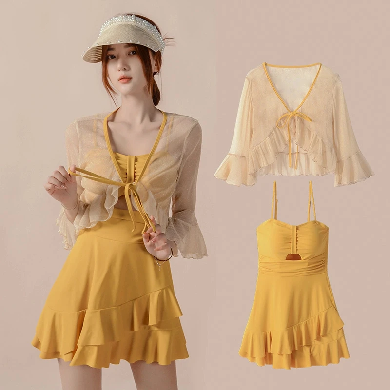 微胖女孩连体泳衣女款2025新款网红风夏季遮肚显瘦保守小个子大码