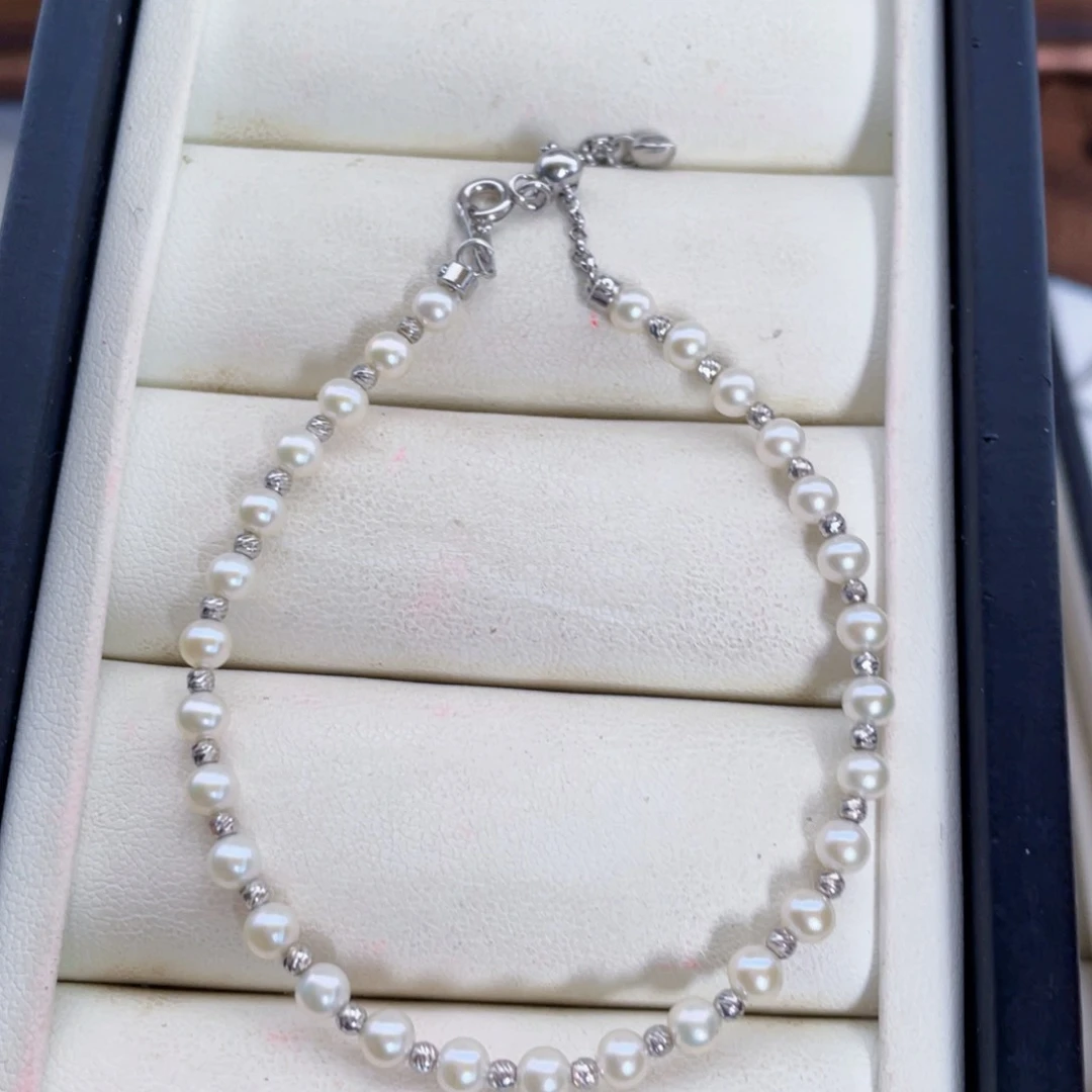 银S925镶嵌手绳淡水珍珠