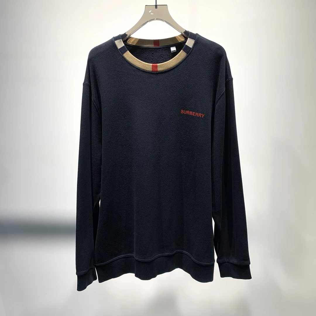 99新 BURBERRY/博柏利 领口经典花纹拼接圆领卫衣/XXL码/Y5638