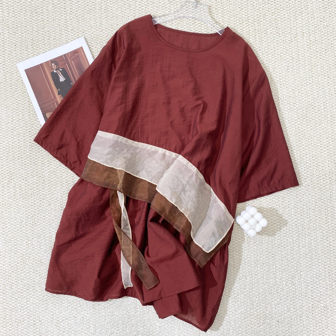 小韩日记【曼波旅人】连衣裙时尚休闲夏季复古拼接撞色宽松66138