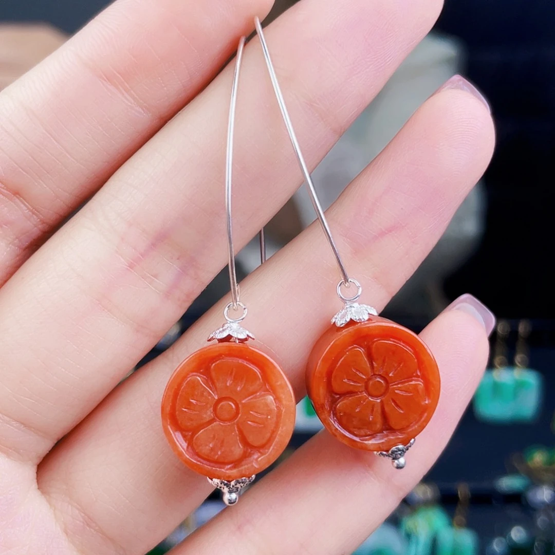 翡翠银S925镶嵌耳饰饰品