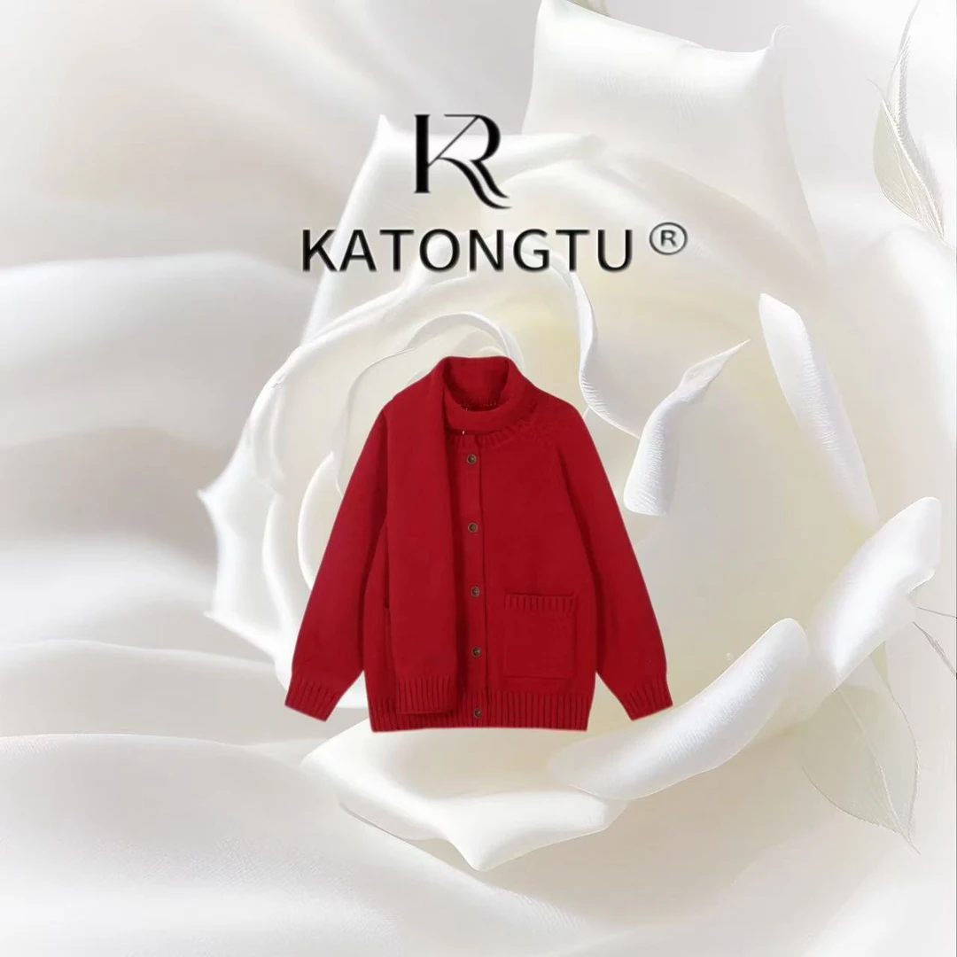 KATONGTU【京东恋人】秋冬大围巾时尚加厚针织毛衣外套DM250103