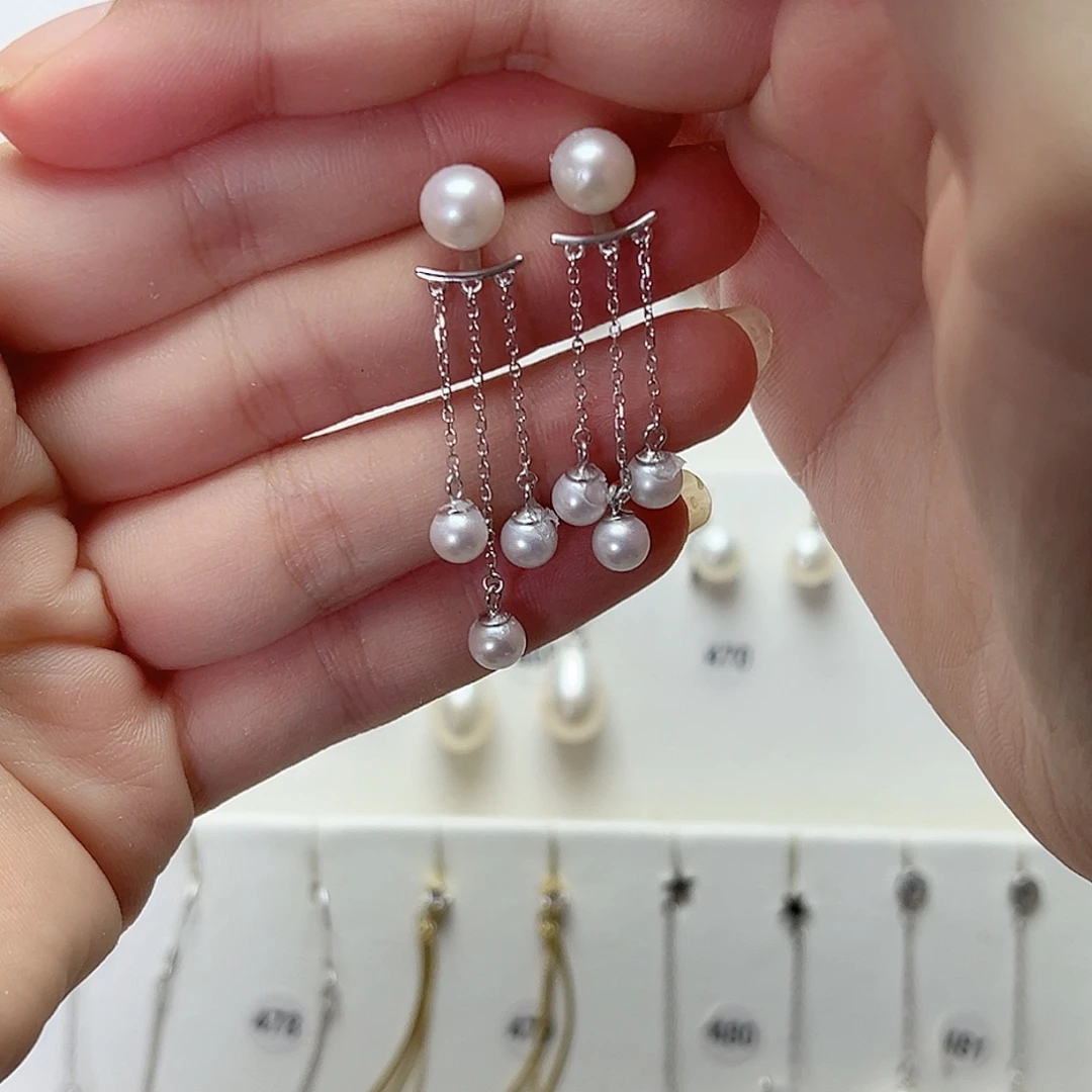 ღ****淡水珍珠耳饰银S925镶嵌