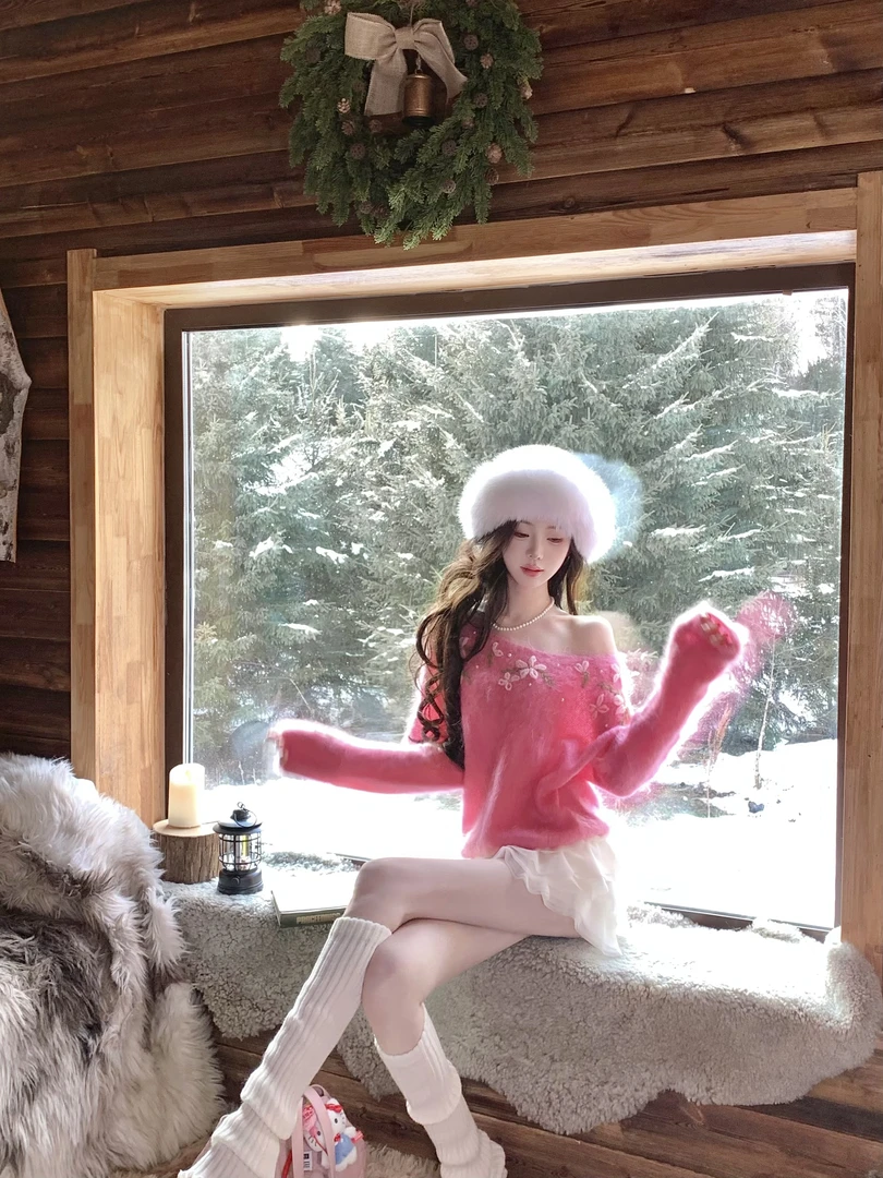 【雅乔定制】馥郁满肩 进口马海毛羊毛套头毛衣女秋冬DYDD-25070097