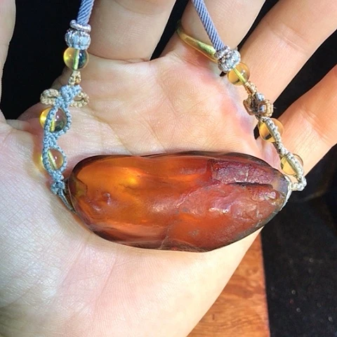未镶嵌颈饰琥珀福利纯手工编织的原石锁骨链
