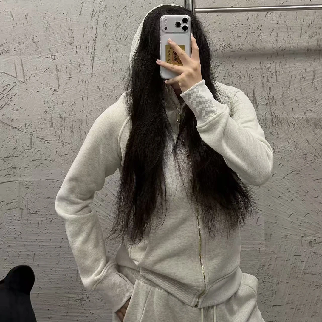 《大韩韩推荐》Scu紧身加绒外套大码女装冬季显瘦百搭修身连帽上衣