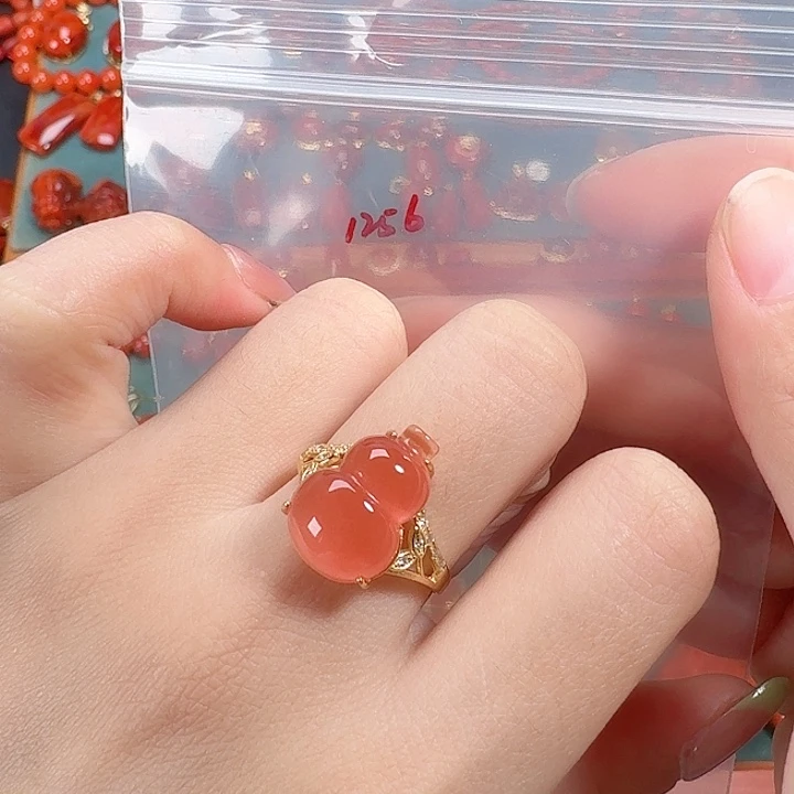 南红玛瑙银S925镶嵌戒指
