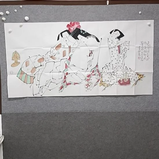 用***1书法四尺横幅唐朝诗意图唐人诗意图