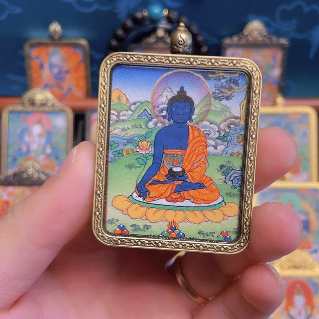 吊坠嘎赤药师佛唐卡