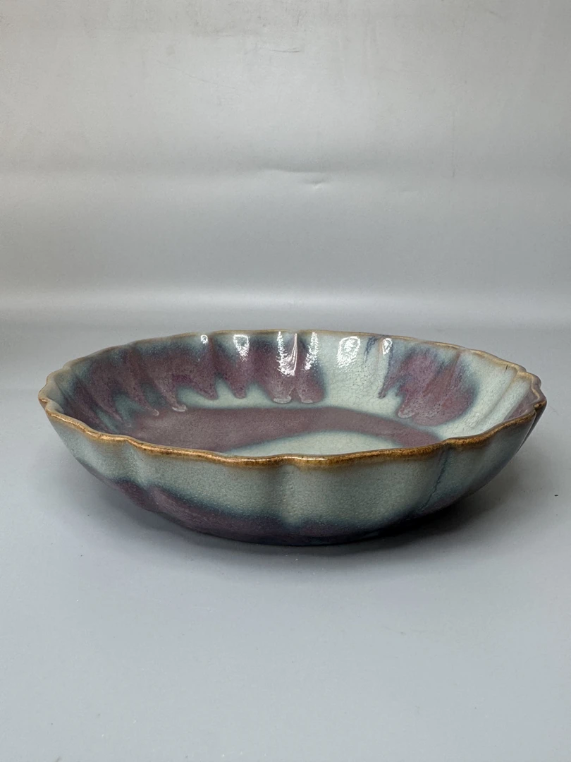 钧窑 窑变点斑笔洗