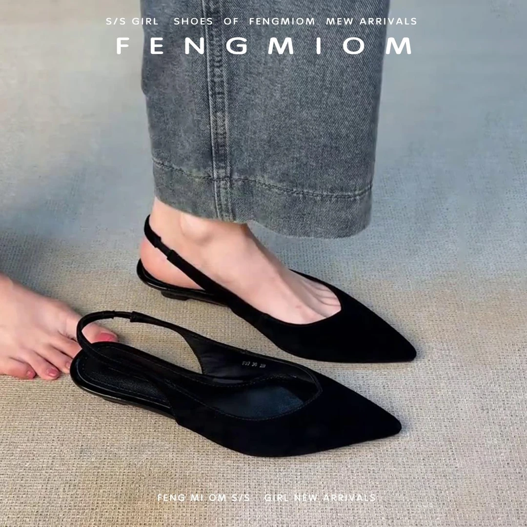 【韩国JTG&Shoes官方正品】潮牌高端法式尖头V口优雅简约包头凉鞋女