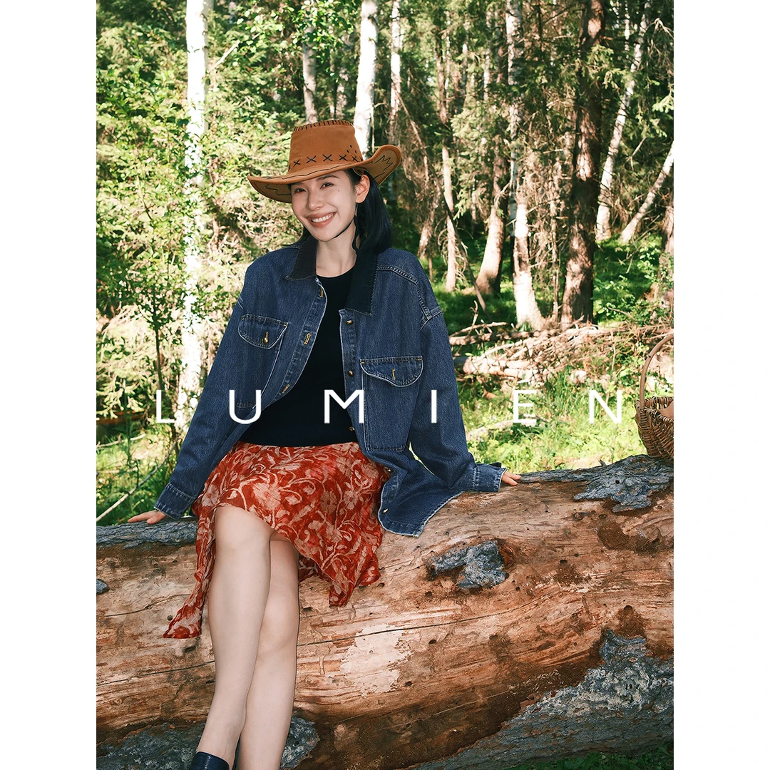 现货【LUMIEN 新品】"时光画卷"复古苎麻印花半裙LX5GQQ027