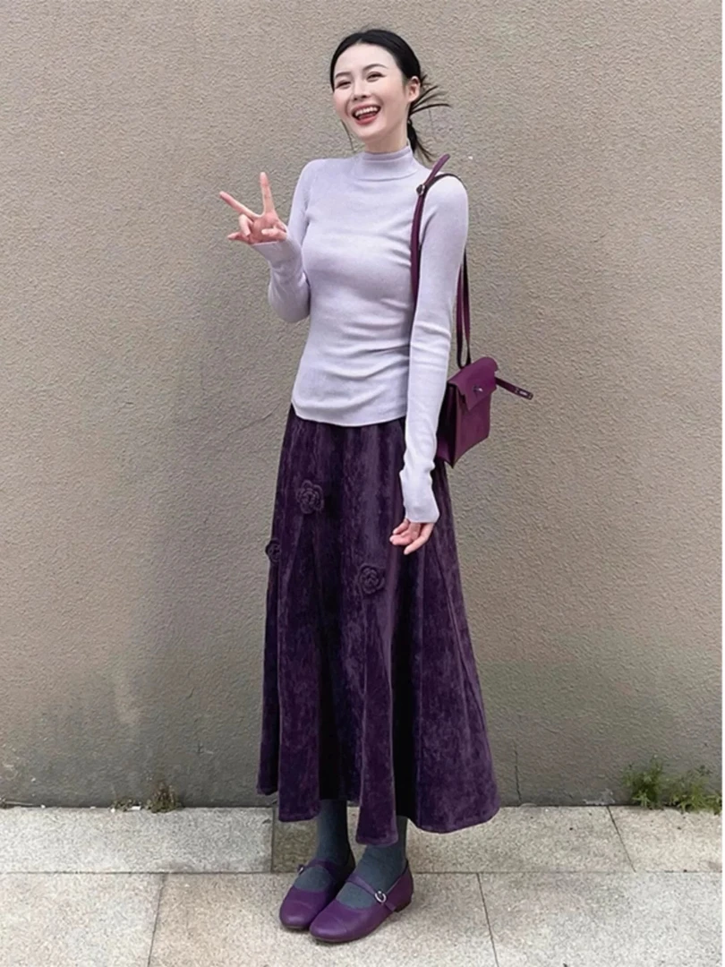 法式名媛千金气质灯芯绒半身裙女2025秋季时髦高腰显瘦中长裙