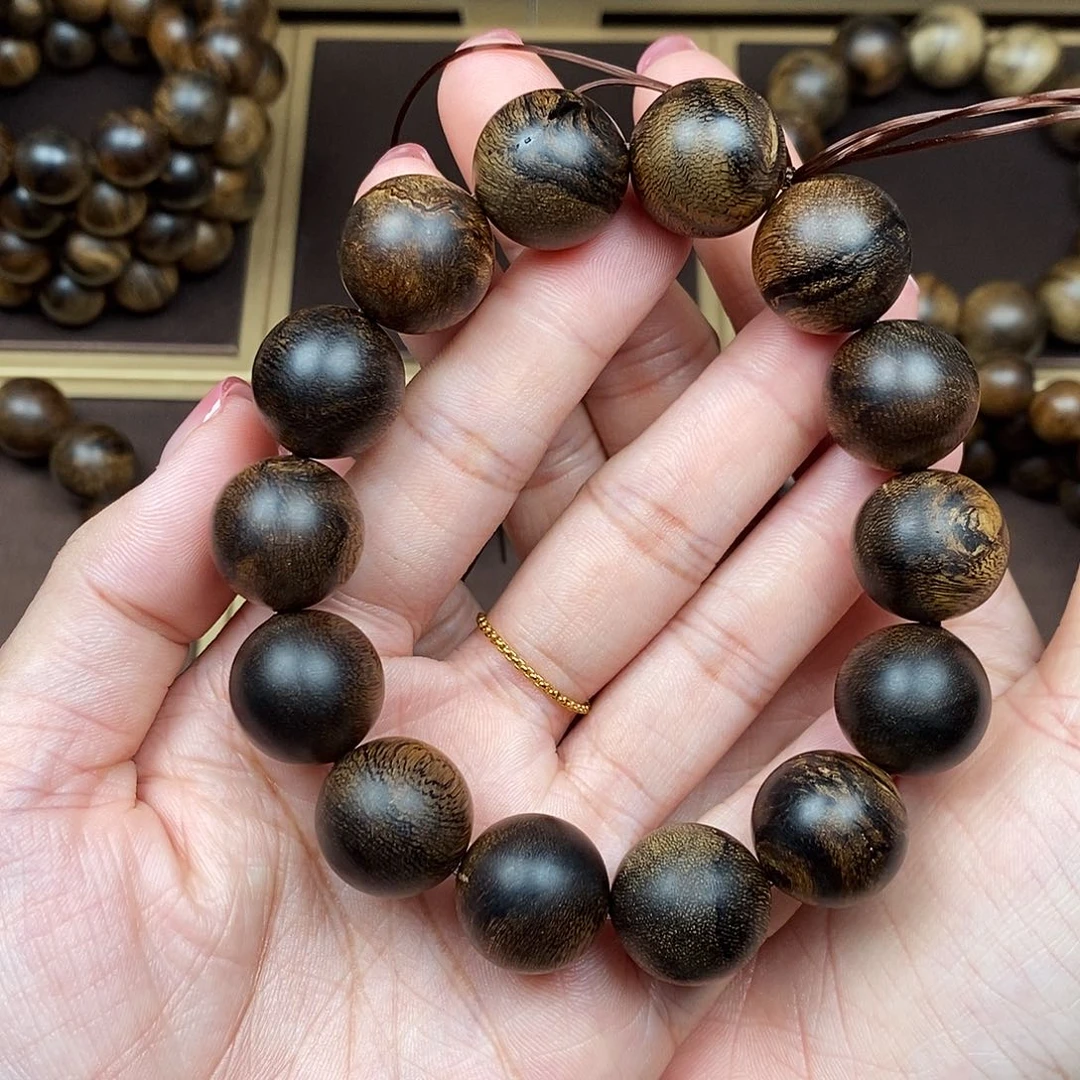 沉香手串越南芽庄白棋楠虎皮缨子瘤疤沉水