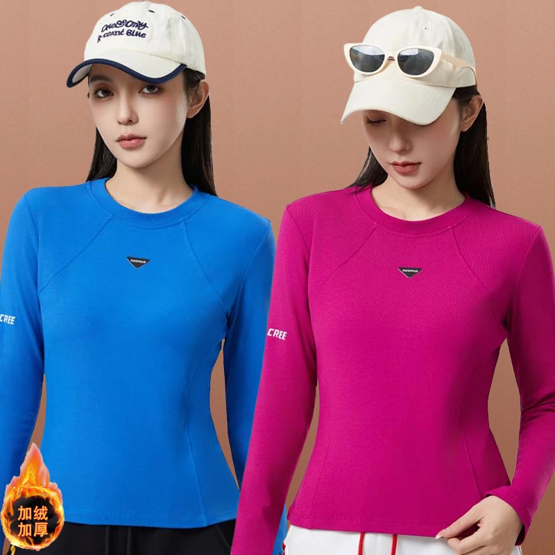 冬新款广场舞服装上衣螺纹棉加绒圆领洋气长袖运动跳操曳步舞衣服