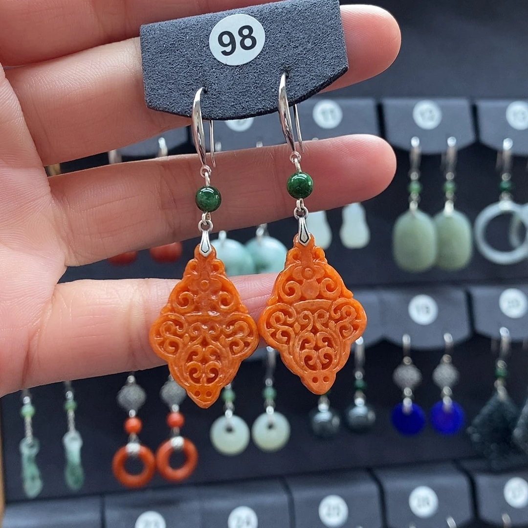 距***离翡翠银S925镶嵌耳饰