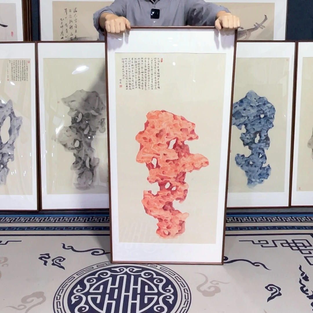 国画手绘画作品带框60/120