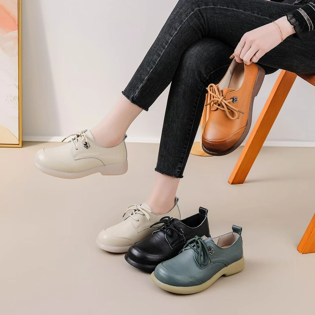 头层牛皮2025新款春季单鞋舒适柔软百搭舒适休闲百搭软底防滑9276