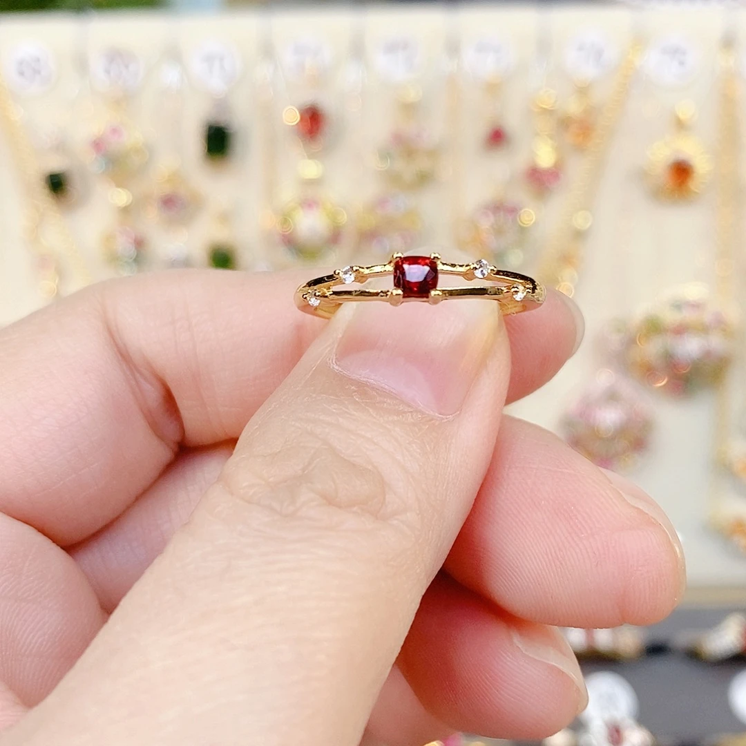 尖晶石戒指银S925镶嵌