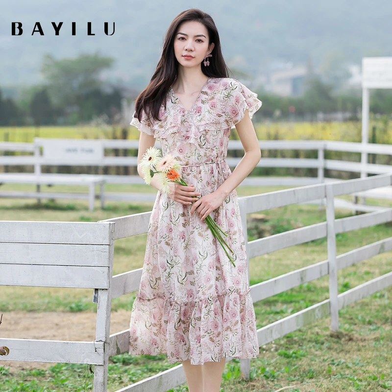 【多金】芭依璐女装夏季新款时尚连衣裙86L7581