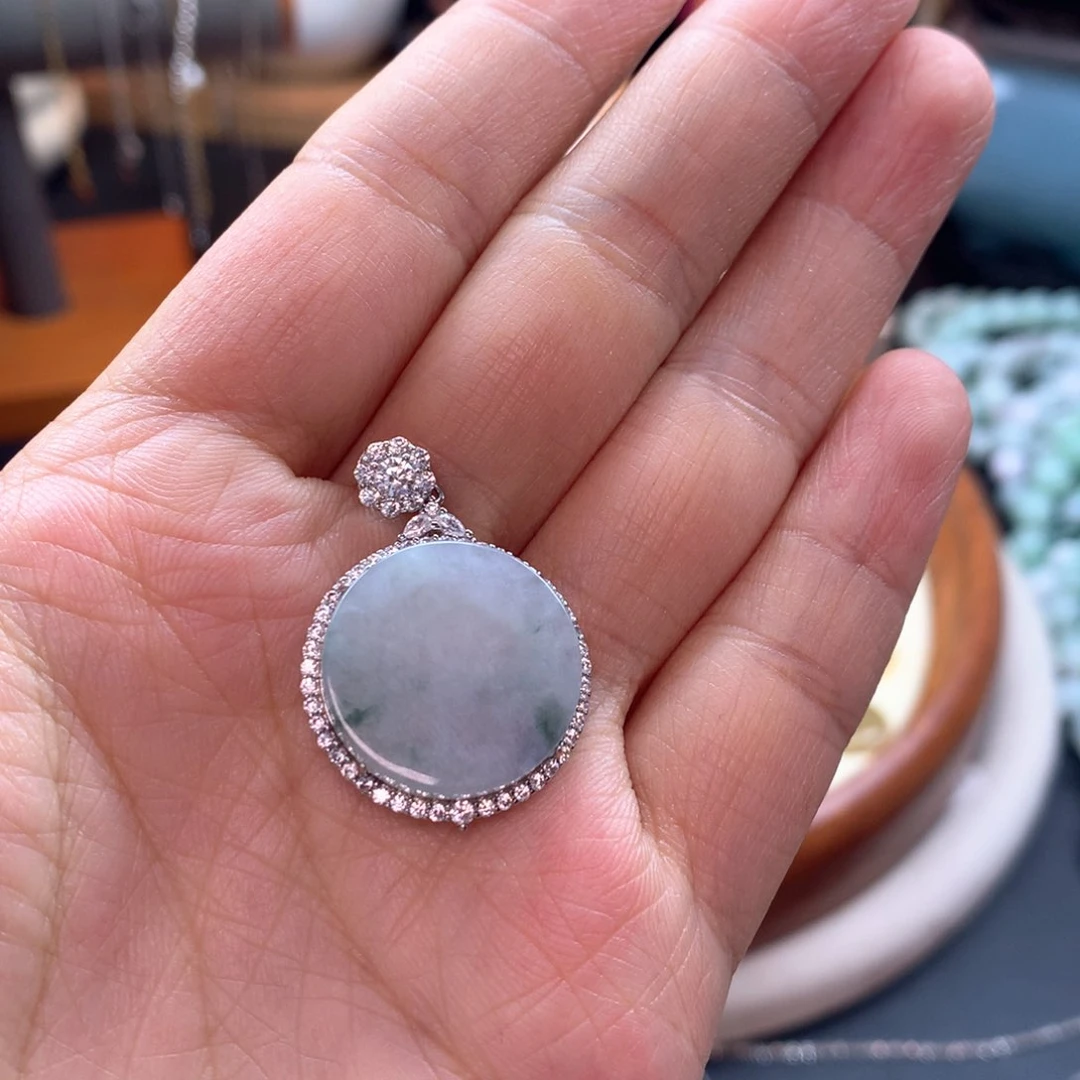 颈饰银S925镶嵌翡翠