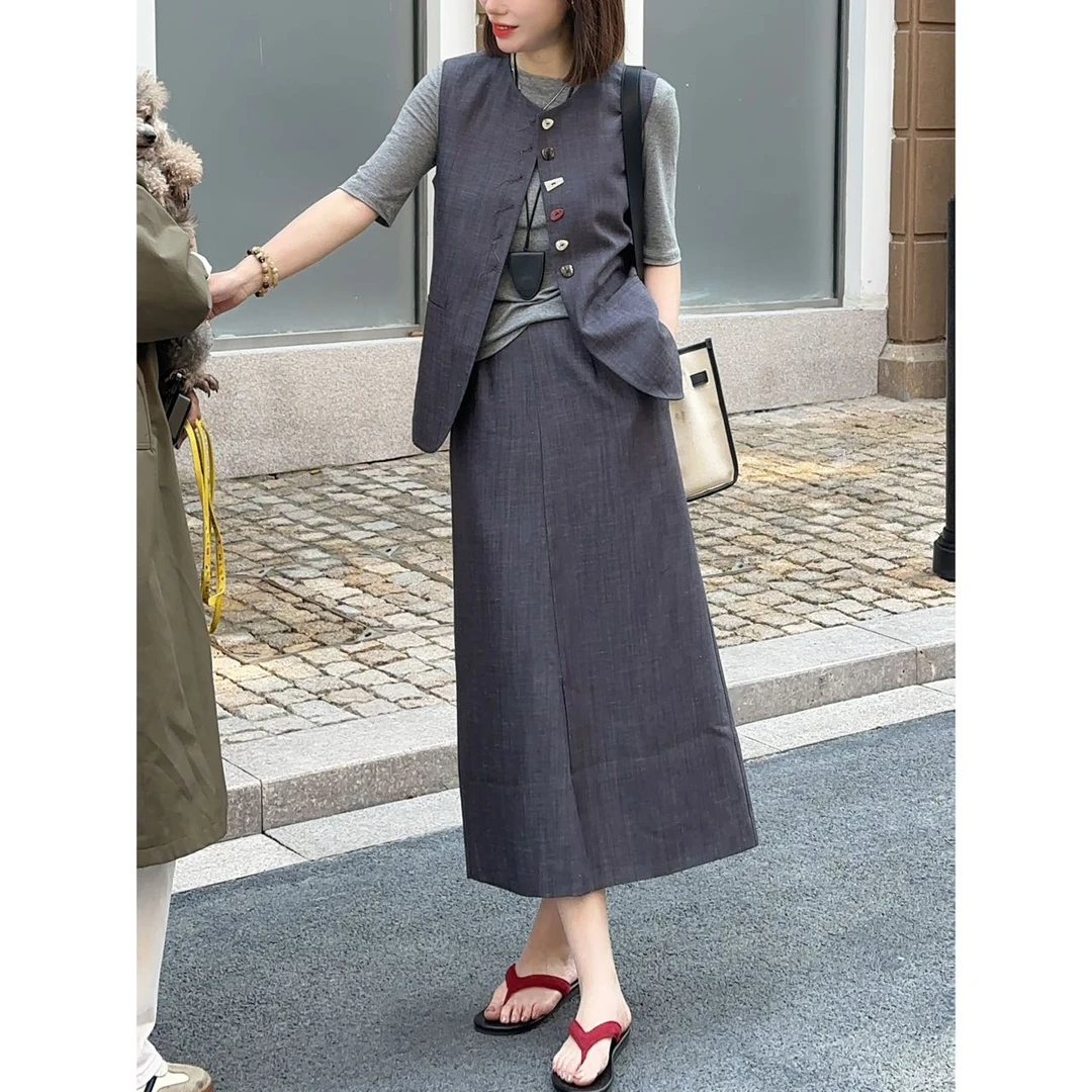 Nana-原创设计质感天丝亚麻复古气质休闲百搭无袖马甲#NN2035