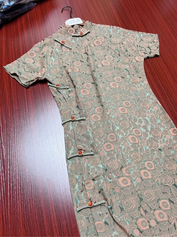 V-861 花序 提花锻 全开襟 夏款年轻款改良旗袍120cm长款