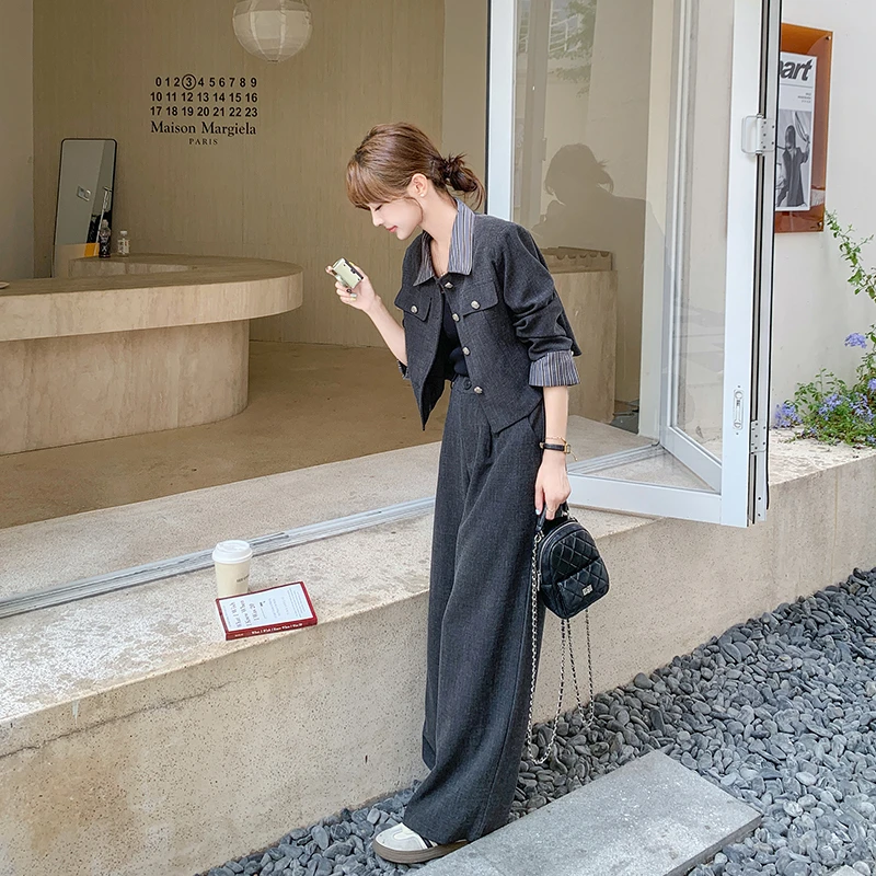 UQS纯欲慵懒风套装2025早秋显瘦女装套装韩系套装裤子两件套