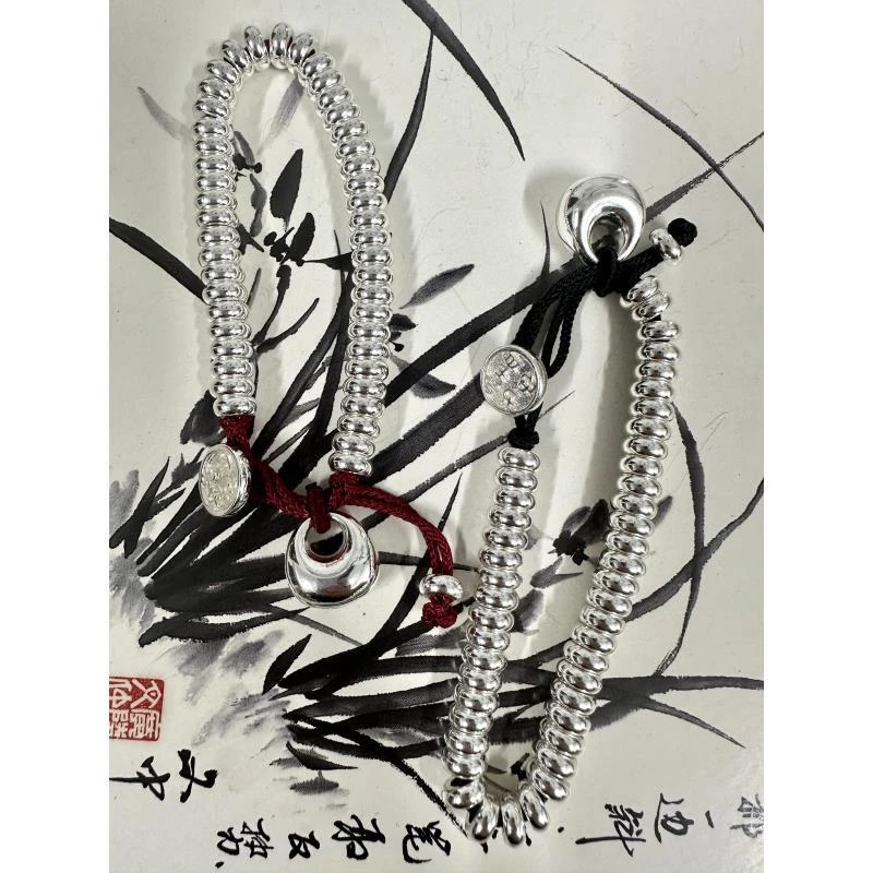 足银手链 足银盘缠手链 钱串子腰缠万贯红黑盘缠招米米百搭手链