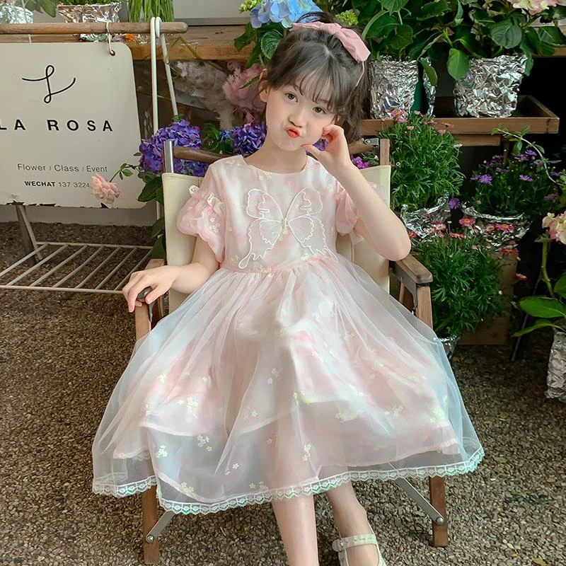 女童连衣裙夏装2025新款儿童洋气时髦公主裙女孩夏季网纱裙子大童