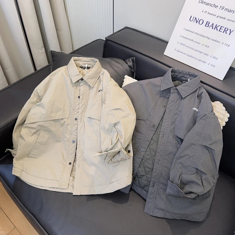 男童冬季加厚棉衣休闲新款保暖中大童冬装翻领棉服外套MT68206