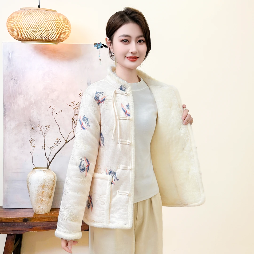 新中式时尚洋气百搭国风气质加绒加厚棉袄棉服女装棉衣