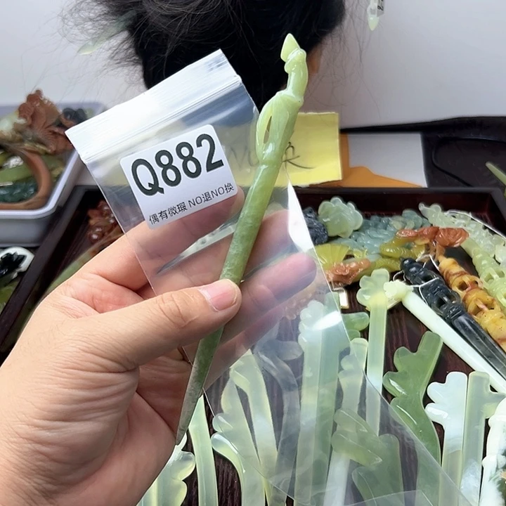 蛇纹石玉发饰合金小****9