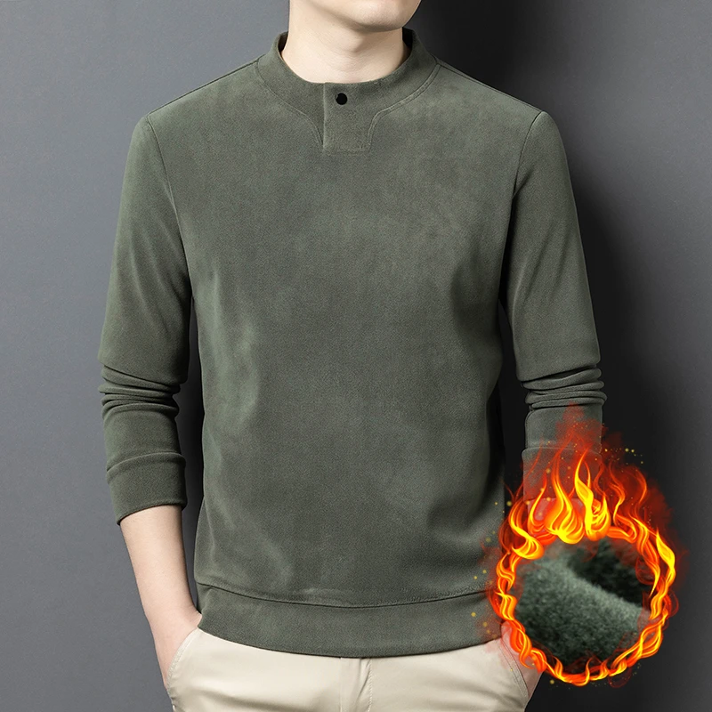 833  MYM男士针织衫毛衣加厚加绒秋冬保暖居家男士打底长袖卫衣