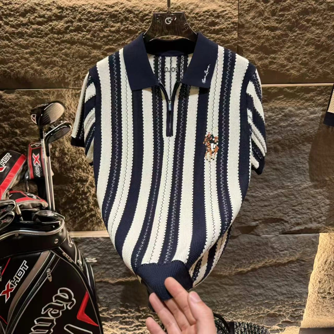 FOREPAS2025夏季翻领老钱风高端男女同款透气POLO衫.020（九专属)