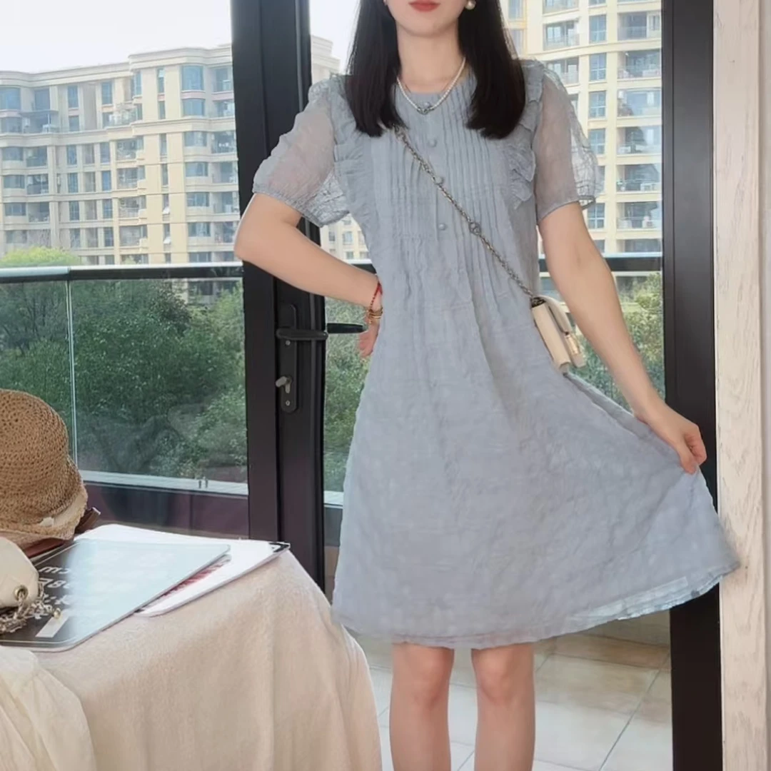 连衣裙显瘦气质时尚休闲夏季法式收腰中长款裙子